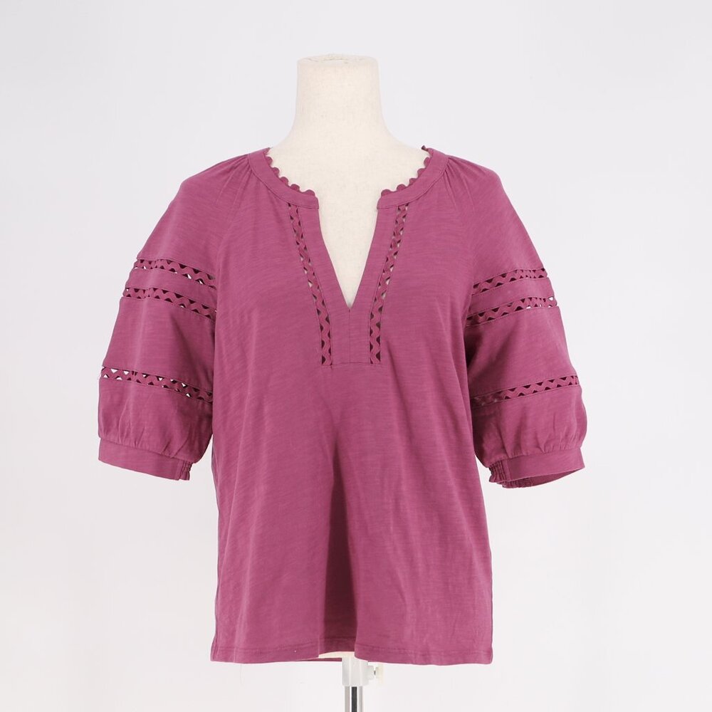 BODEN Maisy Rikrak Trim Puff Sleeve Top Violet Quartz Size US 8 - Picture 2 of 7